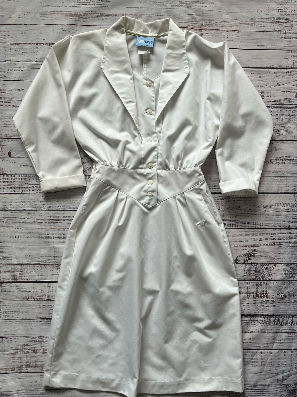 Vintage 70s 80s White Swan Nurse Dress Uniform Halloween Cosplay Bedroom Size S